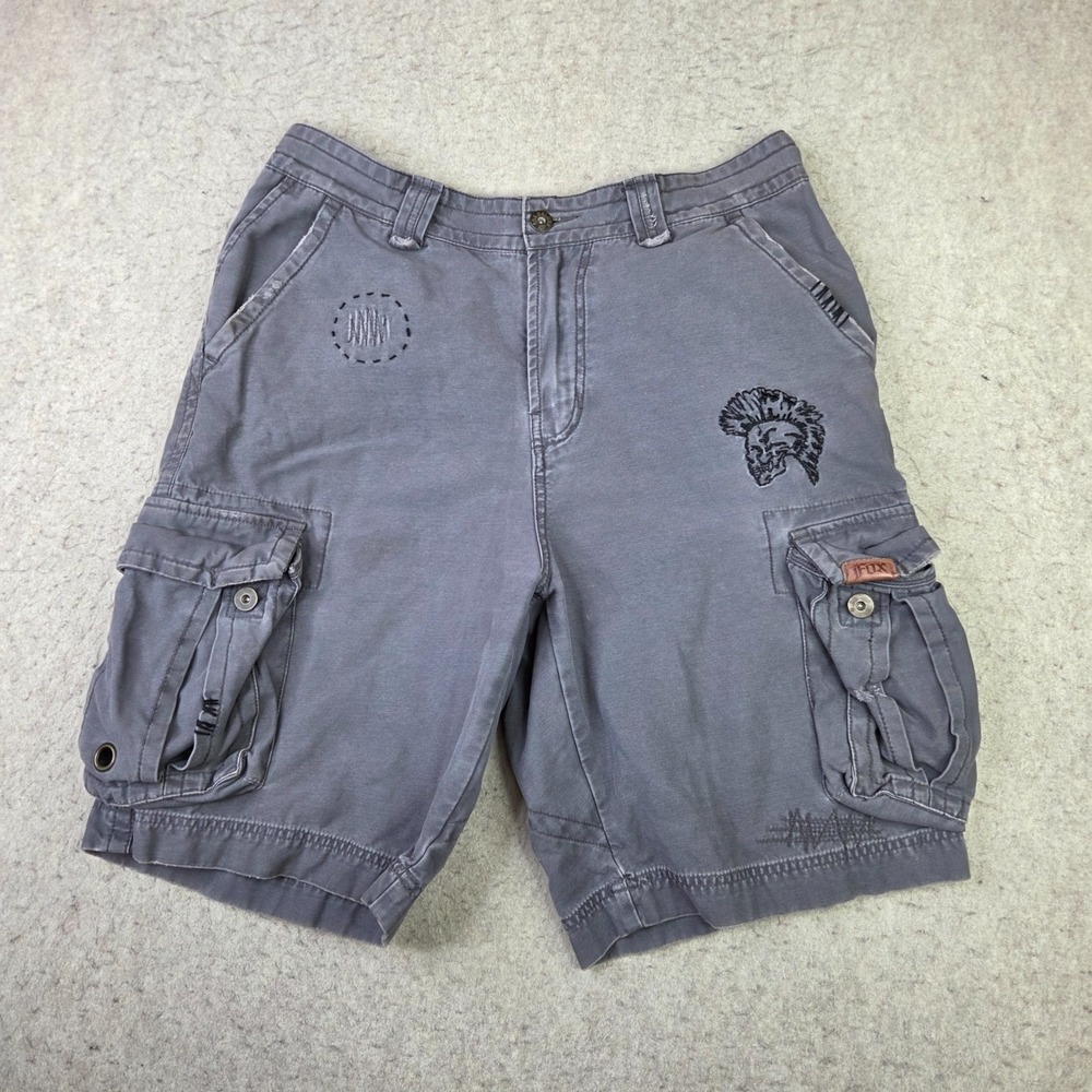 Fox Shorts Mens 36 Gray Cargo Pockets Deluxe Embroidered Civilian Corps Y2K VTG